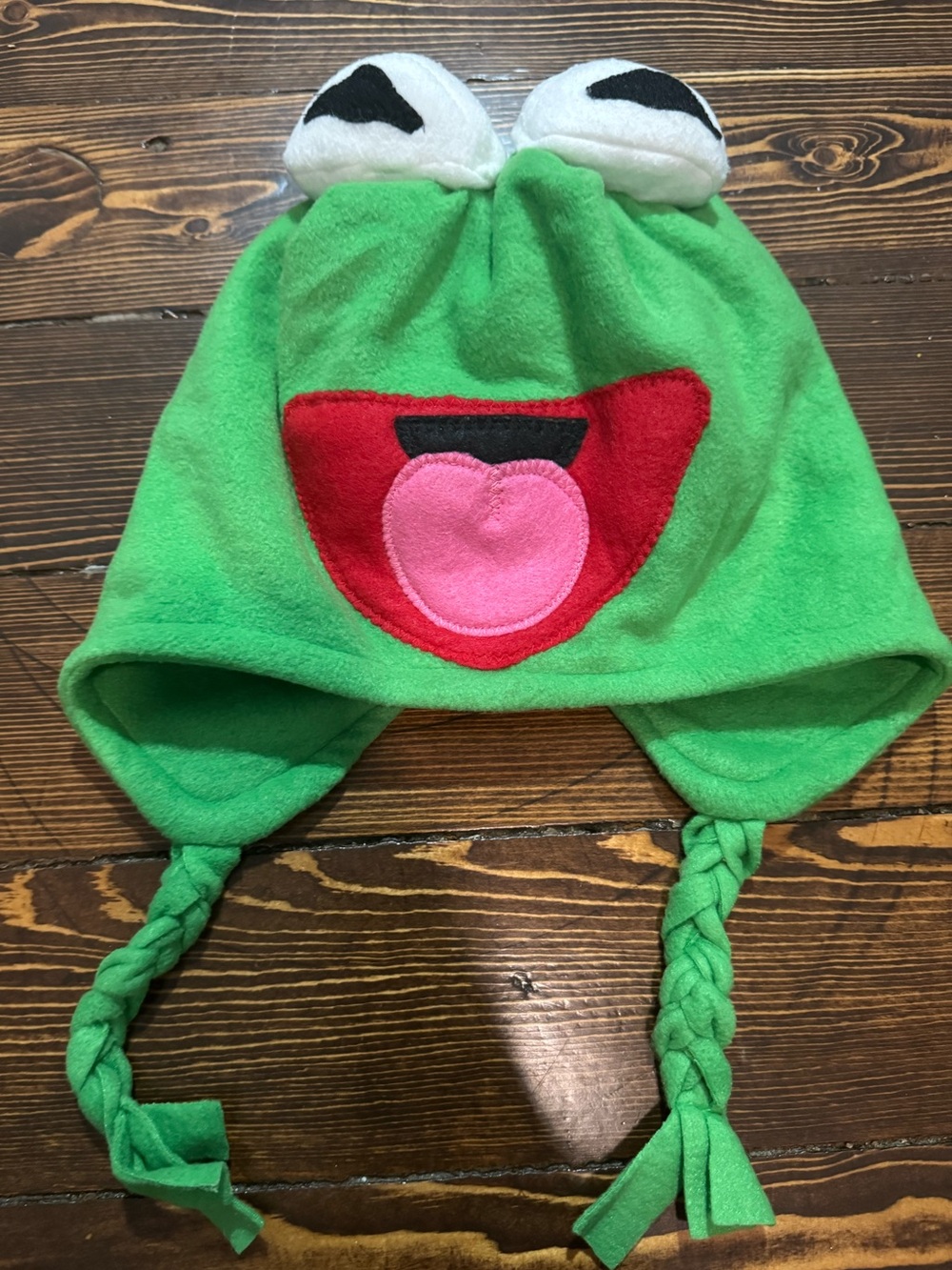 Kermit the Frog, Muppets Winter Hat with Earflaps and Braided ties